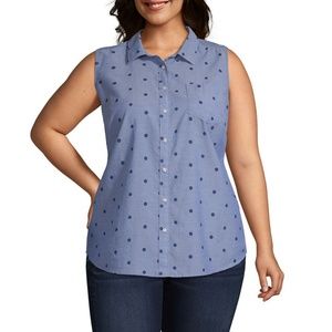 Chambray Polka Dot Sleeveless Top (Size 3X)